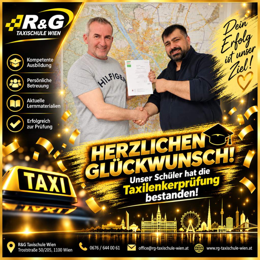 „Taxilenkerprüfung bestanden – Oktober 2026“